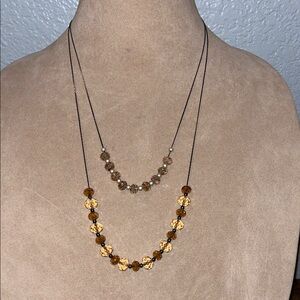 Elegant Gold and Brown Beaded Necklace